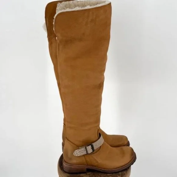 Freebird by Steven Denmark Leather Riding Style Boots Genuine Sheep Fur - Picture 3 of 17